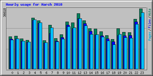 Hourly usage for March 2010